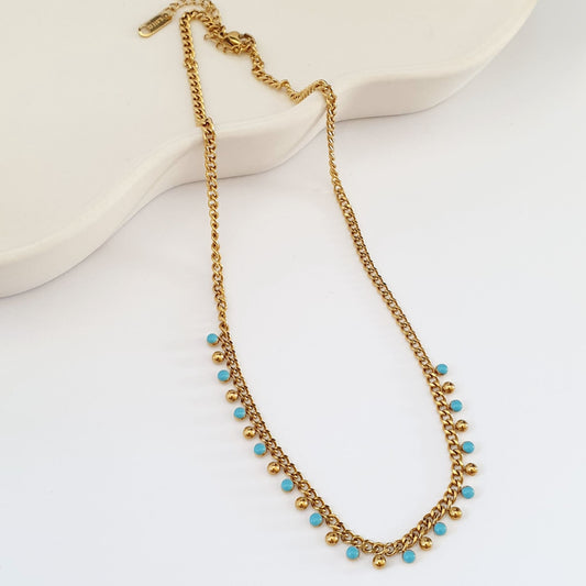 Καλοκαιρινό κολιέ με τιρκουάζ χάντρες Kassandra