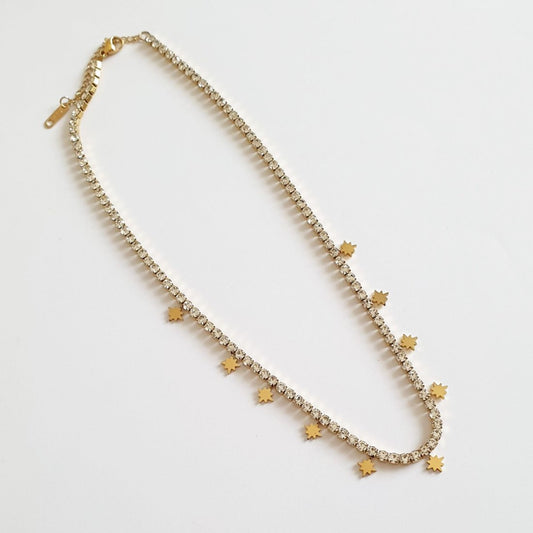 Κολιέ Ριβιέρα Χρυσό Stars με Αλυσίδα 40εκ + 5εκ προέκταση