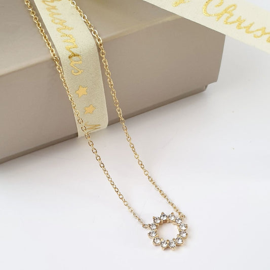 Ατσάλινο Κολιέ Χρυσό με Ζιργκόν Sparkle