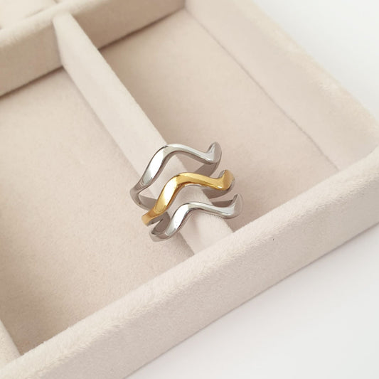 Μοντέρνο Δίχρωμο Δαχτυλίδι