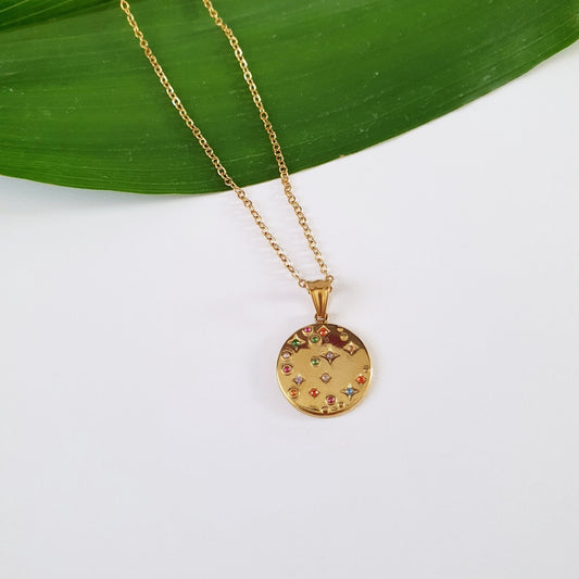 Κολιέ ατσάλινο με στρασάκια