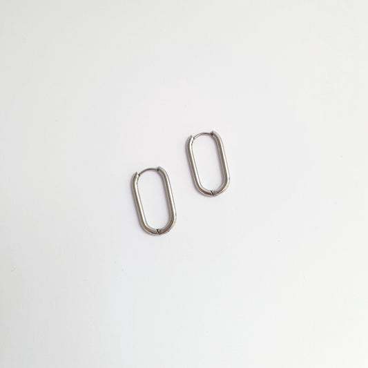 Ασημί Σκουλαρίκια Οβάλ