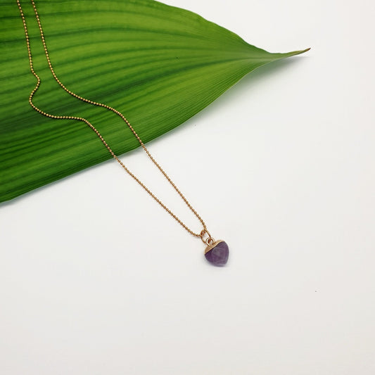 Κολιέ με αλυσίδα και καρδιά απο αμέθυστο