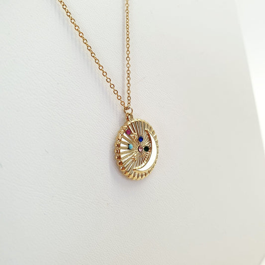 Χρυσό Κολιέ με Μενταγιόν Φεγγάρι