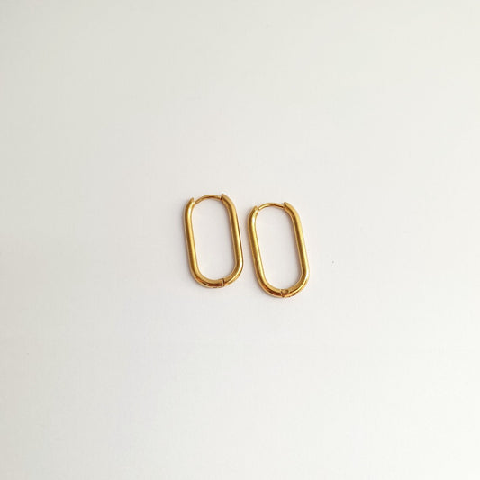 Ατσάλινα χρυσά 18Κ Οβάλ Σκουλαρίκια