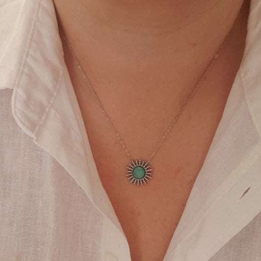 Ασημί Κολιέ Boho Style