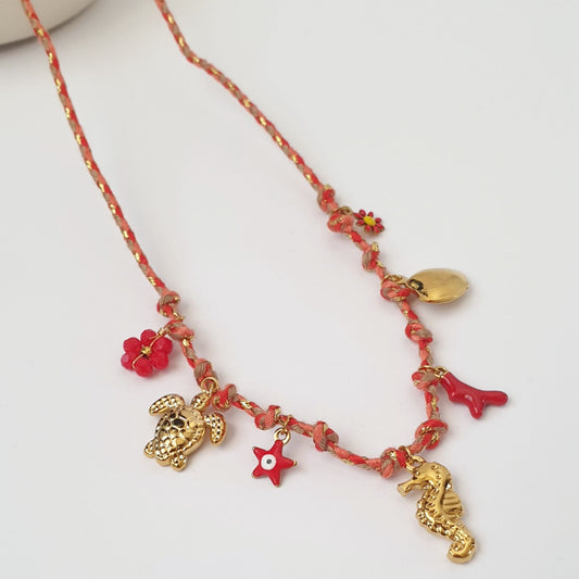 Κολιέ με Κορδόνι και Charms Ocean