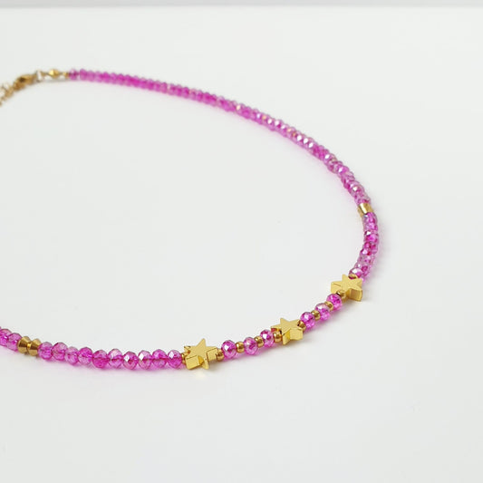 Χειροποίητο κολιέ με μωβ χάντρες