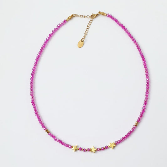 Χειροποίητο κολιέ με μωβ χάντρες