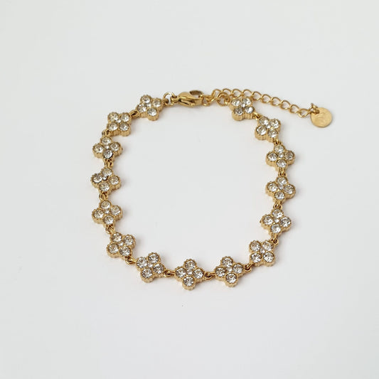 Βραχιόλι με λουλουδάκια και διαμαντάκια