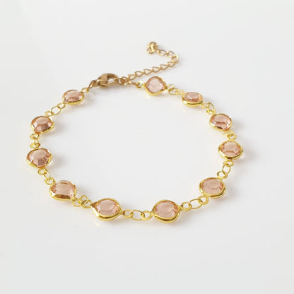 βραχιόλι με ροζ κρύσταλλα