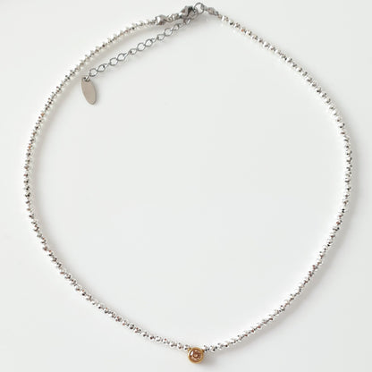 Κολιέ με αιματίτη και διαμαντάκι