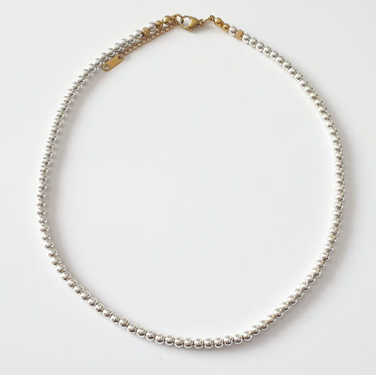 Κολιέ από Επιμεταλλωμένες Χάντρες Αιματίτη – Mixed Metal Silver & Gold Beads