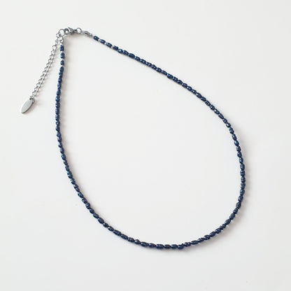 Κολιέ με Blue-Black Μαργαριτάρια & Ασημί Ατσάλινο Κούμπωμα – Midnight Pearl