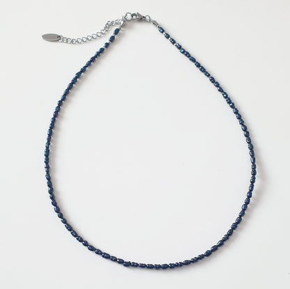 Κολιέ με Blue-Black Μαργαριτάρια & Ασημί Ατσάλινο Κούμπωμα – Midnight Pearl