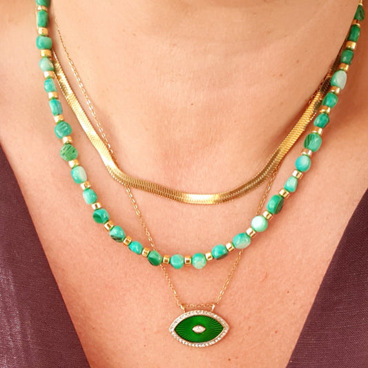 Χειροποίητο κολιέ με Μάτι Green Eye